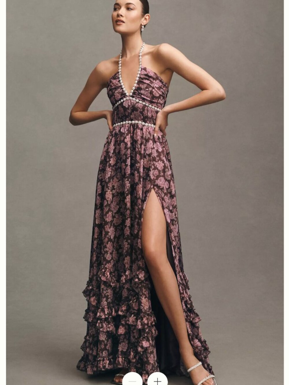 V. Chapman Scarlette Halter Embellished Corset Organza Maxi Dress
